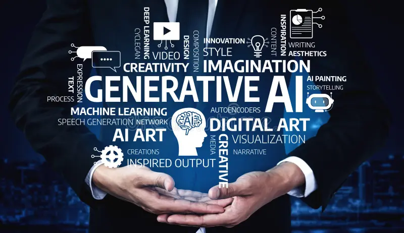Generative AI concept image featuring digital art, machine learning, creativity, visualization, and smart content creation technology.