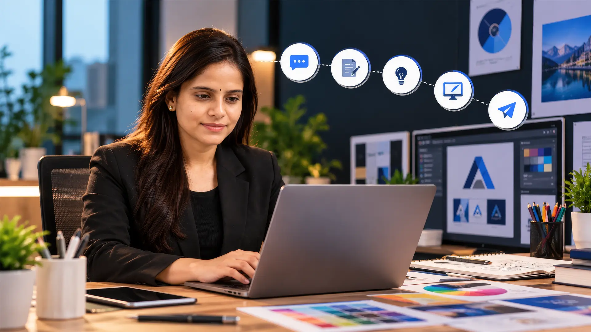 Best graphic design and digital marketing agency in Kota VecRa workspace with branding and marketing visuals